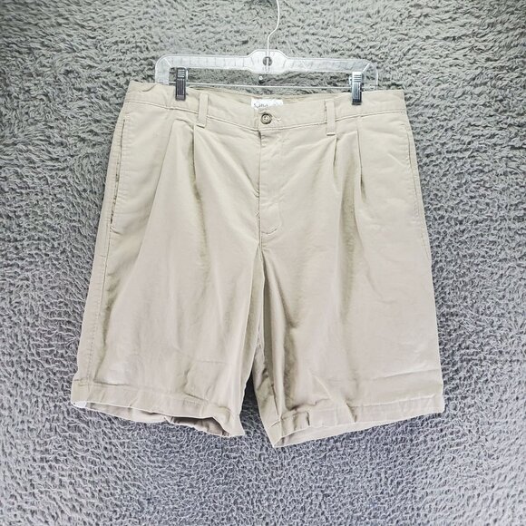 Saddlebred Shorts Mens 36 Tan Khaki Pleated Front Shorts - Picture 1 of 9